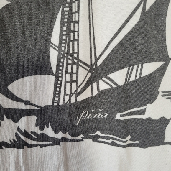 White Graphic t-shirt with pirate ship by Piña - Picture 2 of 7
